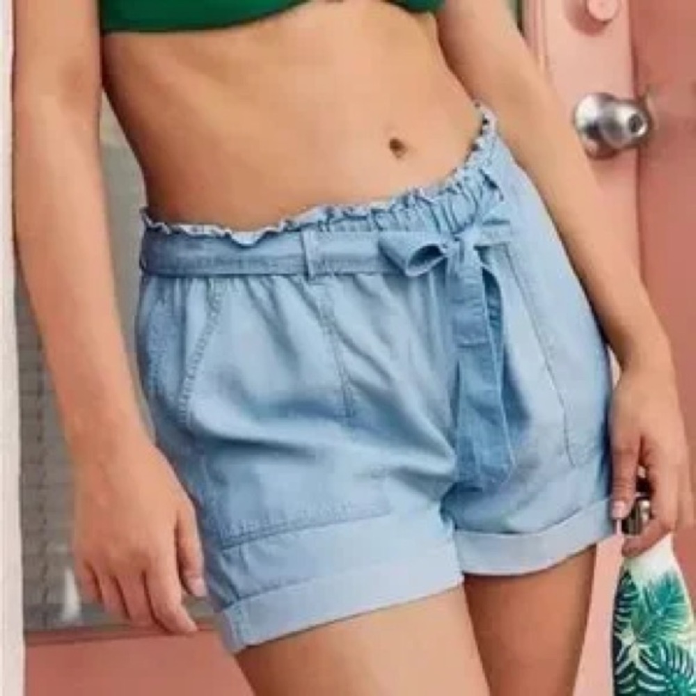 Aerie Light Blur Chambray Paperbag Shorts Size XS